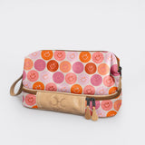 Wash Bag | Laminated Fabric with Genuine Leather Smiley - Blush Vanity Fabric by Thandana