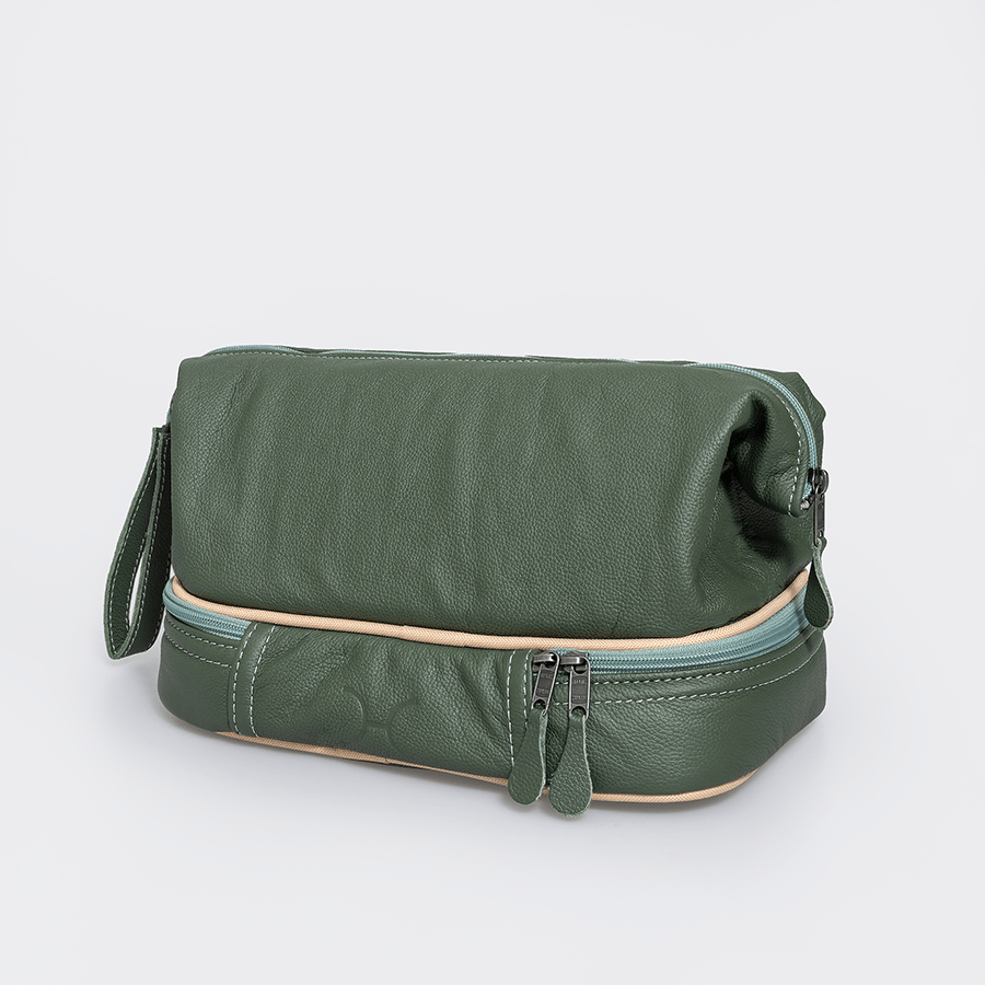 Wash Bag Unisex | Genuine Leather Basil Leather Vanity Bag by Thandana