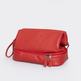 Wash Bag Unisex | Genuine Leather Red Leather Vanity Bag by Thandana