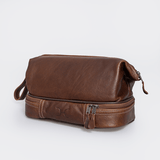 Wash Bag Unisex | Genuine Leather Tobac Leather Vanity Bag by Thandana