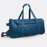 Wheelie Travel Bag | Genuine Leather Aqua Leather Large Weekender Luggage Bag by Thandana