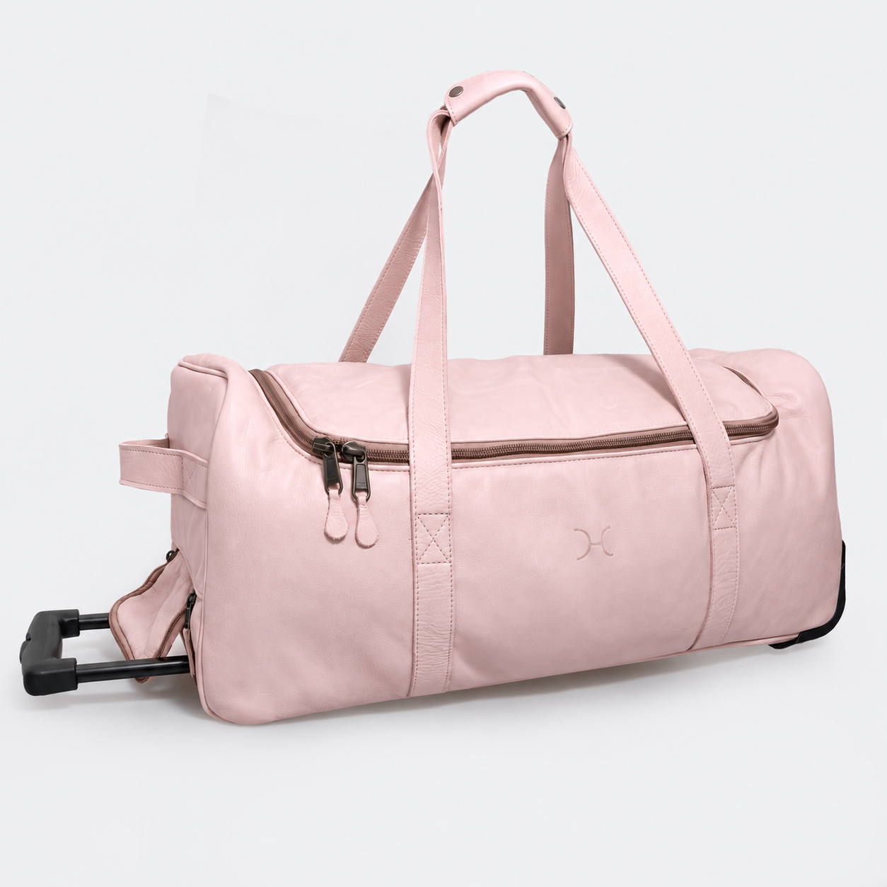 Wheelie Travel Bag | Genuine Leather Blush Leather Large Weekender Luggage Bag by Thandana