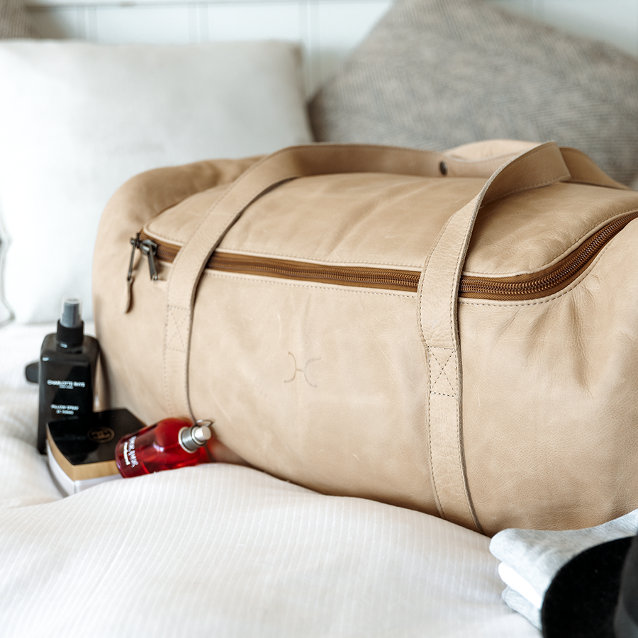 Wheelie Travel Bag | Genuine Leather Large Weekender Luggage Bag by Thandana