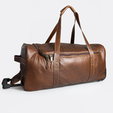 Wheelie Travel Bag | Genuine Leather Tobac Leather Large Weekender Luggage Bag by Thandana