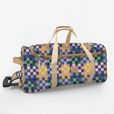 Wheelie Travel Bag | Laminated Fabric with Genuine Leather Checker - Jet Large Weekender Luggage Bag by Thandana