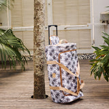 Wheelie Travel Bag | Laminated Fabric with Genuine Leather Large Weekender Luggage Bag by Thandana