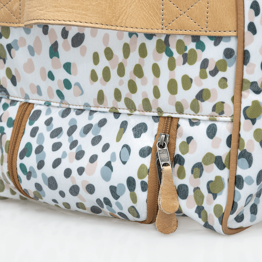 Wheelie Travel Bag | Laminated Fabric with Genuine Leather Large Weekender Luggage Bag by Thandana