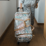 Wheelie Travel Bag | Laminated Fabric with Genuine Leather Large Weekender Luggage Bag by Thandana
