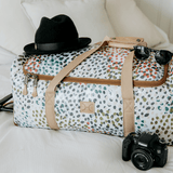 Wheelie Travel Bag | Laminated Fabric with Genuine Leather Large Weekender Luggage Bag by Thandana