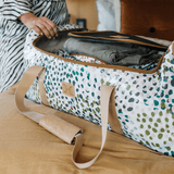 Wheelie Travel Bag | Laminated Fabric with Genuine Leather Large Weekender Luggage Bag by Thandana