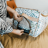 Wheelie Travel Bag | Laminated Fabric with Genuine Leather Large Weekender Luggage Bag by Thandana