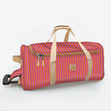 Wheelie Travel Bag | Laminated Fabric with Genuine Leather Linear - Preppy Large Weekender Luggage Bag by Thandana