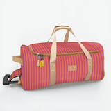 Wheelie Travel Bag | Laminated Fabric with Genuine Leather Linear - Preppy Large Weekender Luggage Bag by Thandana