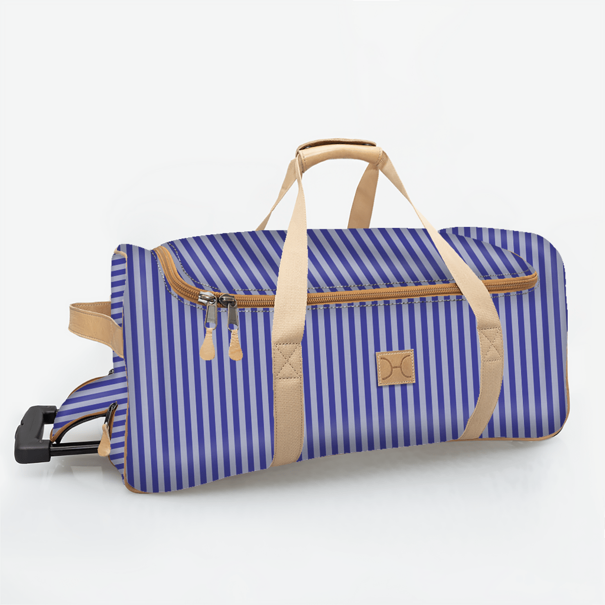 Wheelie Travel Bag | Laminated Fabric with Genuine Leather Linear - Jet Large Weekender Luggage Bag by Thandana