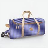 Wheelie Travel Bag | Laminated Fabric with Genuine Leather Linear - Jet Large Weekender Luggage Bag by Thandana