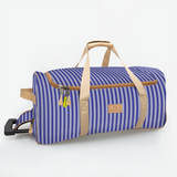 Wheelie Travel Bag | Laminated Fabric with Genuine Leather Linear - Jet Large Weekender Luggage Bag by Thandana