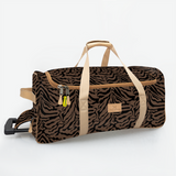 Wheelie Travel Bag | Laminated Fabric with Genuine Leather Nomad Stripe - Coffee Large Weekender Luggage Bag by Thandana