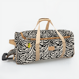 Wheelie Travel Bag | Laminated Fabric with Genuine Leather Nomad Stripe - Pitch Large Weekender Luggage Bag by Thandana