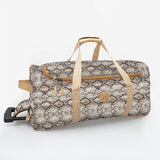 Wheelie Travel Bag | Laminated Fabric with Genuine Leather Python - Moody Large Weekender Luggage Bag by Thandana