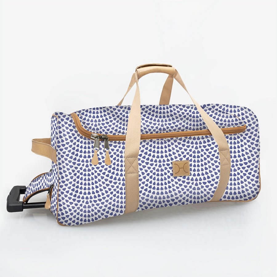 Wheelie Travel Bag | Laminated Fabric with Genuine Leather Scale Away with me - Dazzling Blue Large Weekender Luggage