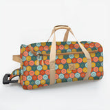 Wheelie Travel Bag | Laminated Fabric with Genuine Leather Smiley - Jet Large Weekender Luggage Bag by Thandana
