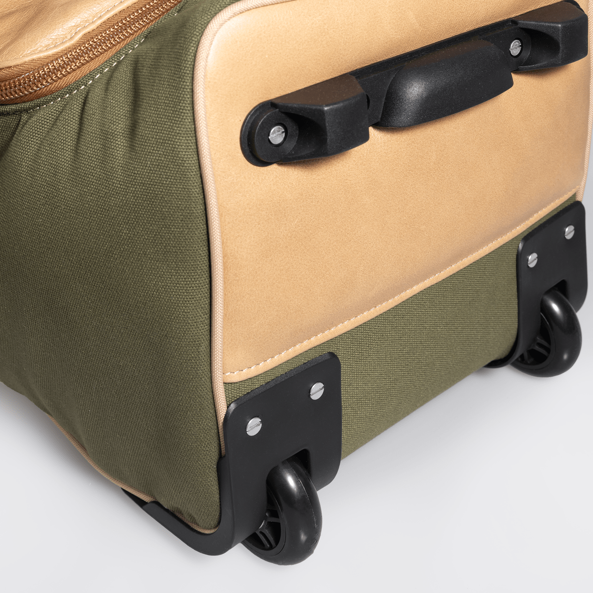 Wheelie Travel Bag | Wax Canvas with Genuine Leather Large Weekender Luggage Bag by Thandana