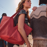 Willow Handbag | Genuine Leather Red Leather / Gun Metal Trims Willow Handbag by Thandana
