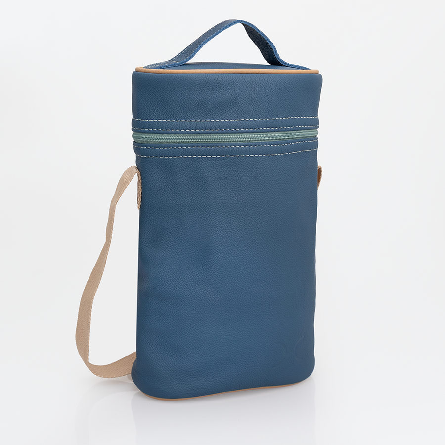 Wine Cooler Double | Genuine Leather | Corporate Aqua Leather Beverage Cooler by Thandana