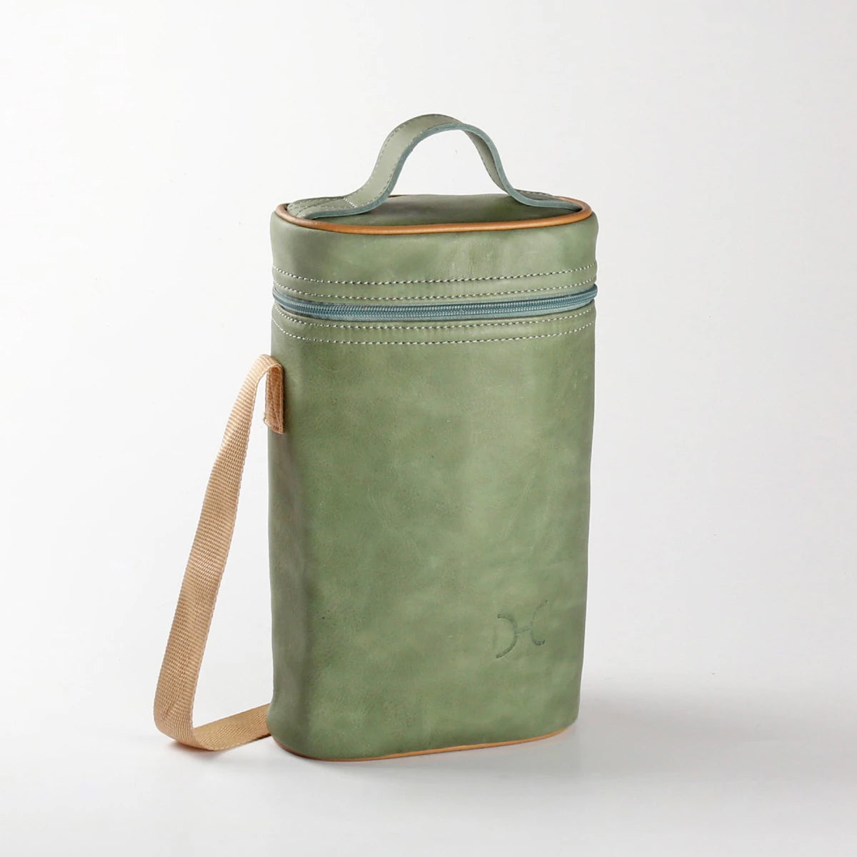 Wine Cooler Double | Genuine Leather | Corporate Green Leather Beverage Cooler by Thandana