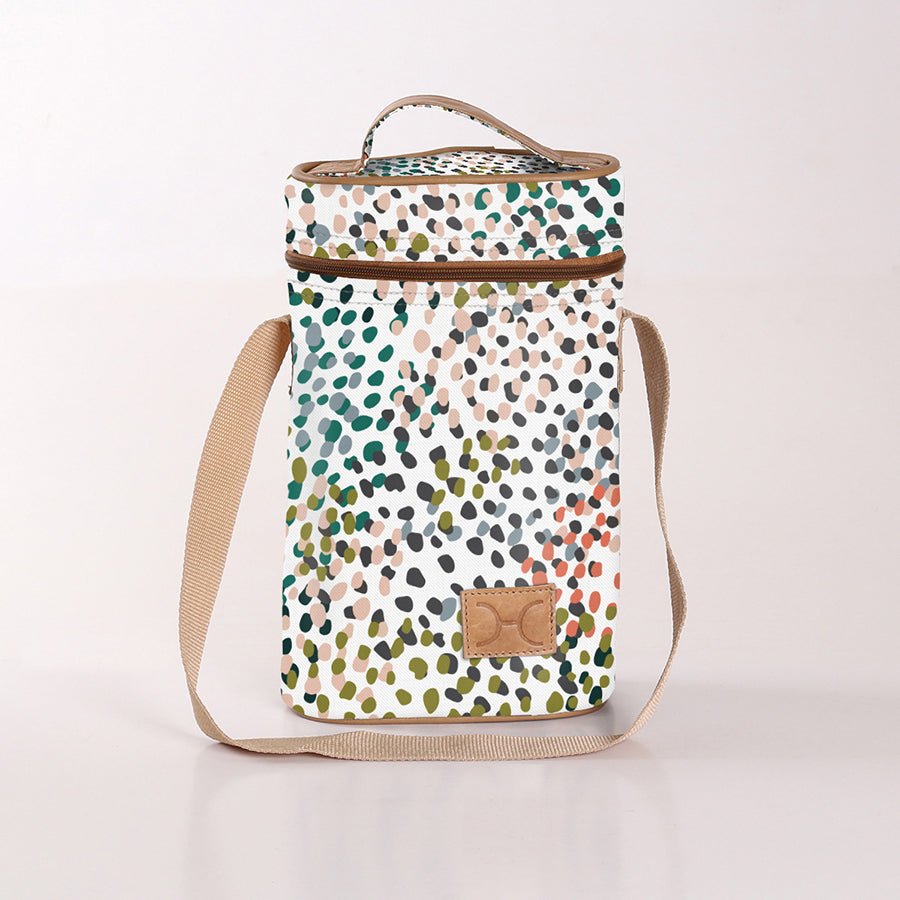 Wine Cooler Double | Laminated Fabric with Genuine Leather Confetti - All About Beverage Cooler Fabric Bag by Thandana