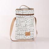 Wine Cooler Double | Laminated Fabric with Genuine Leather Geo - Moonstruck Beverage Cooler Fabric Bag by Thandana