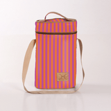 Wine Cooler Double | Laminated Fabric with Genuine Leather Linear - Preppy Beverage Cooler Fabric Bag by Thandana