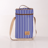 Wine Cooler Double | Laminated Fabric with Genuine Leather Linear - Jet Beverage Cooler Fabric Bag by Thandana