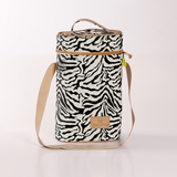 Wine Cooler Double | Laminated Fabric with Genuine Leather Nomad Stripe - Pitch Beverage Cooler Fabric Bag by Thandana