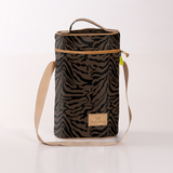 Wine Cooler Double | Laminated Fabric with Genuine Leather Nomad Stripe - Coffee Beverage Cooler Fabric Bag by Thandana