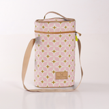 Wine Cooler Double | Laminated Fabric with Genuine Leather Nova - Blush Beverage Cooler Fabric Bag by Thandana