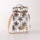 Wine Cooler Double | Laminated Fabric with Genuine Leather Palm - Neutral Beverage Cooler Fabric Bag by Thandana