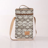 Wine Cooler Double | Laminated Fabric with Genuine Leather Python - Moody Beverage Cooler Fabric Bag by Thandana
