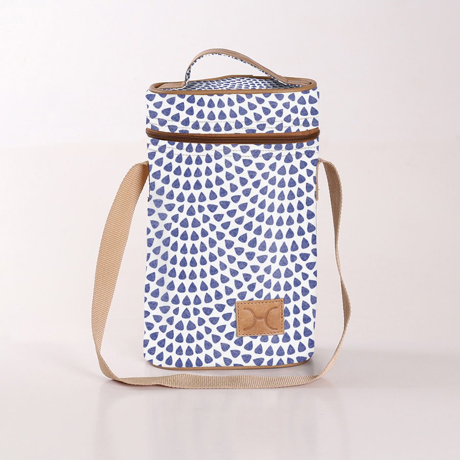 Wine Cooler Double | Laminated Fabric with Genuine Leather Scale Away with me - Dazzling Blue Beverage Cooler Fabric