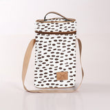 Wine Cooler Double | Laminated Fabric with Genuine Leather Seeds - White Beverage Cooler Fabric Bag by Thandana