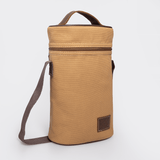 Wine Cooler Double | Wax Canvas with Genuine Leather Camel Canvas with Tobac Leather Wine Cooler by Thandana