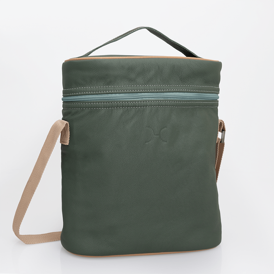 Wine Cooler Jumbo Carry Bag | Genuine Leather Basil Leather Beverage Cooler by Thandana
