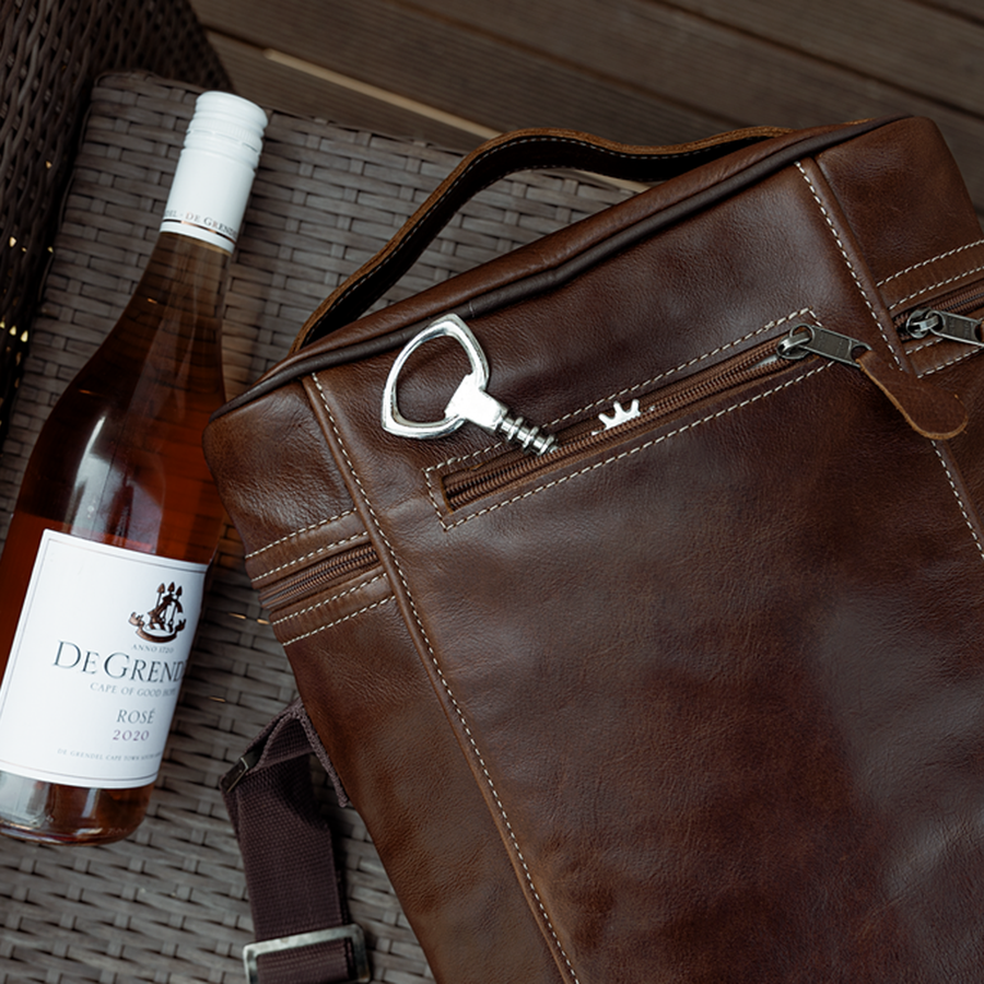 Wine Cooler Jumbo Carry Bag | Genuine Leather Beverage Cooler by Thandana