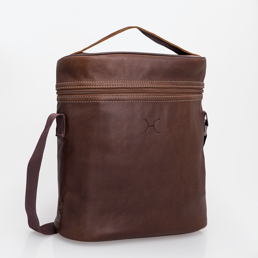 Wine Cooler Jumbo Carry Bag | Genuine Leather Beverage Cooler by Thandana