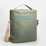 Wine Cooler Jumbo Carry Bag | Genuine Leather Green Leather Beverage Cooler by Thandana