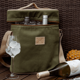 Wine Cooler Jumbo Carry Bag | Wax Canvas with Genuine Leather Wine Cooler by Thandana