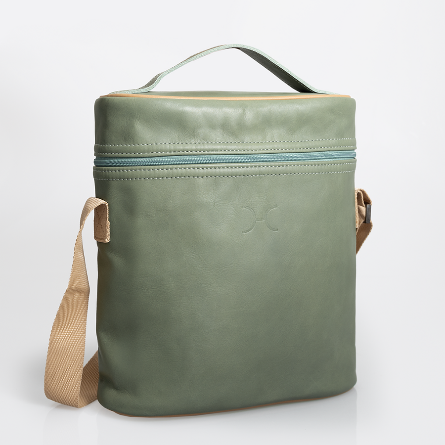 Wine Cooler Jumbo | Genuine Leather | Corporate Green Leather Beverage Cooler by Thandana