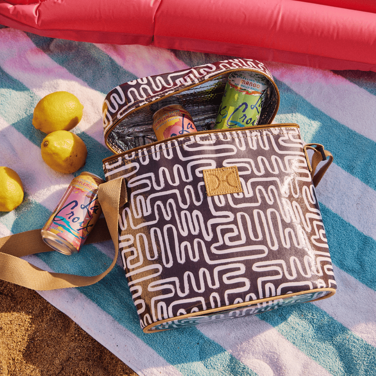 Wine Cooler Jumbo | Laminated Fabric with Genuine Leather Beverage Cooler Fabric Bag by Thandana