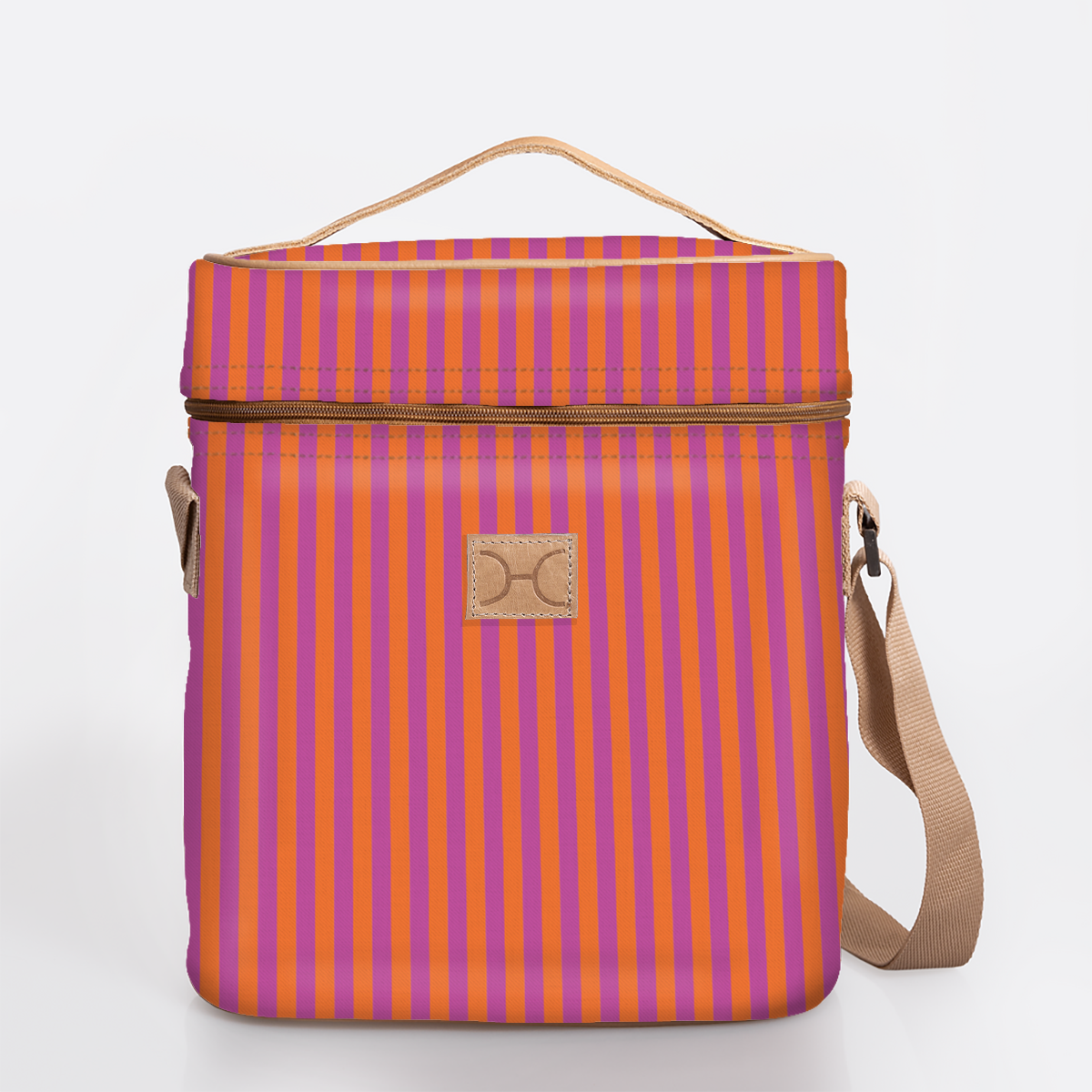 Wine Cooler Jumbo | Laminated Fabric with Genuine Leather Beverage Cooler Fabric Bag by Thandana