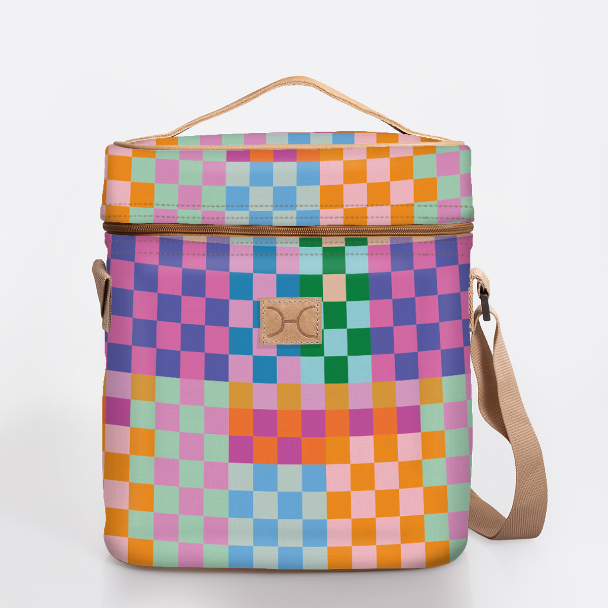 Wine Cooler Jumbo | Laminated Fabric with Genuine Leather Beverage Cooler Fabric Bag by Thandana